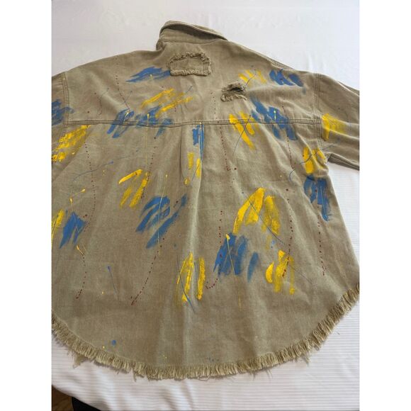 POL Paint Splatter Art To Wear Jacket Shirt Shacket Size Small - Picture 10 of 12
